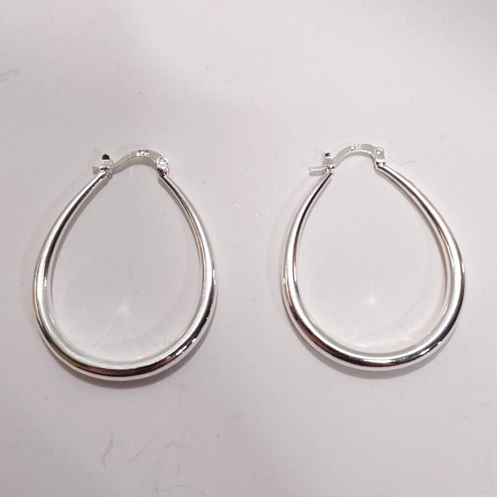 925 Oval Teardrop Earrings Hoop Sterling Silver Christmas Birthday Gift New!